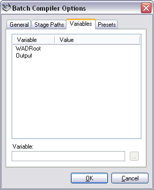 Options Form - Variables Tab