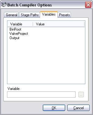 Options Form - Variables Tab